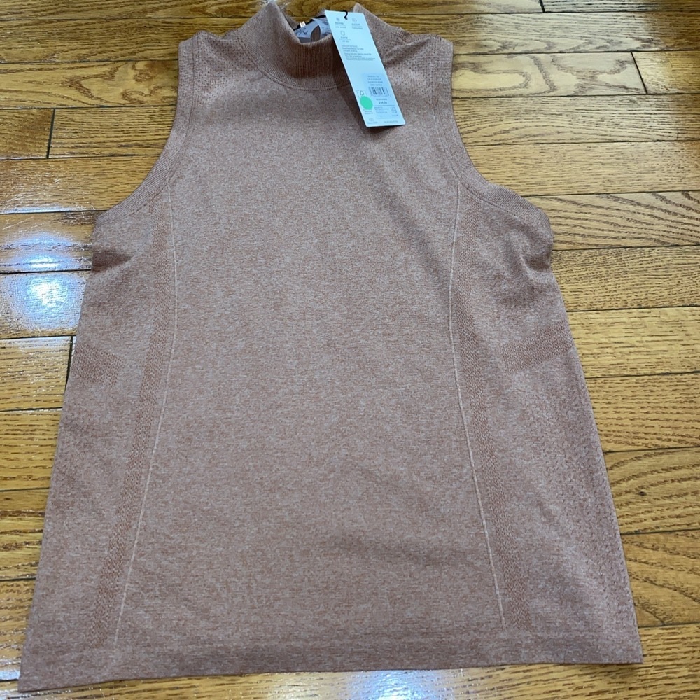 Calia Focus Seamless Sleeveless Mock Neck Top XS Women's Golf Dark Orange